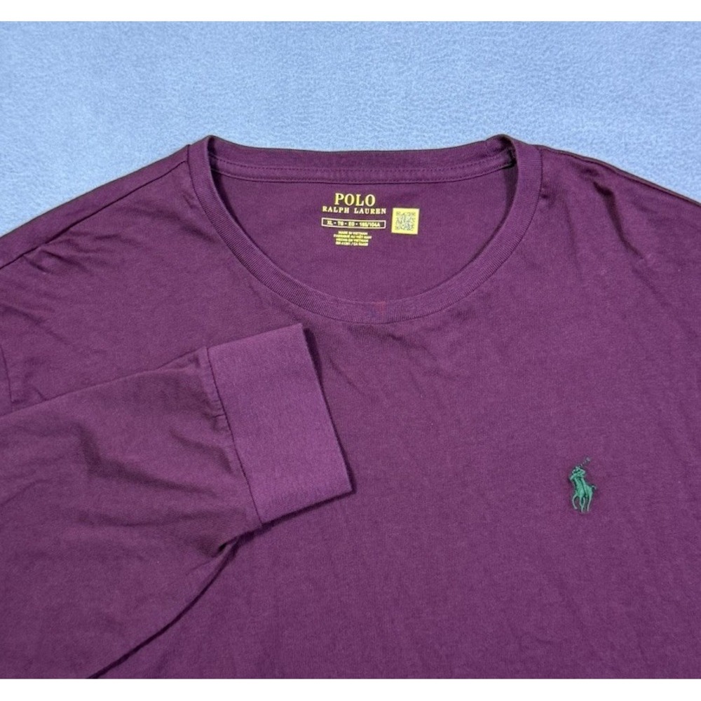 Polo Ralph Lauren T Shirt Mens XL Maroon Crew Neck Long Sleeve Normcore
